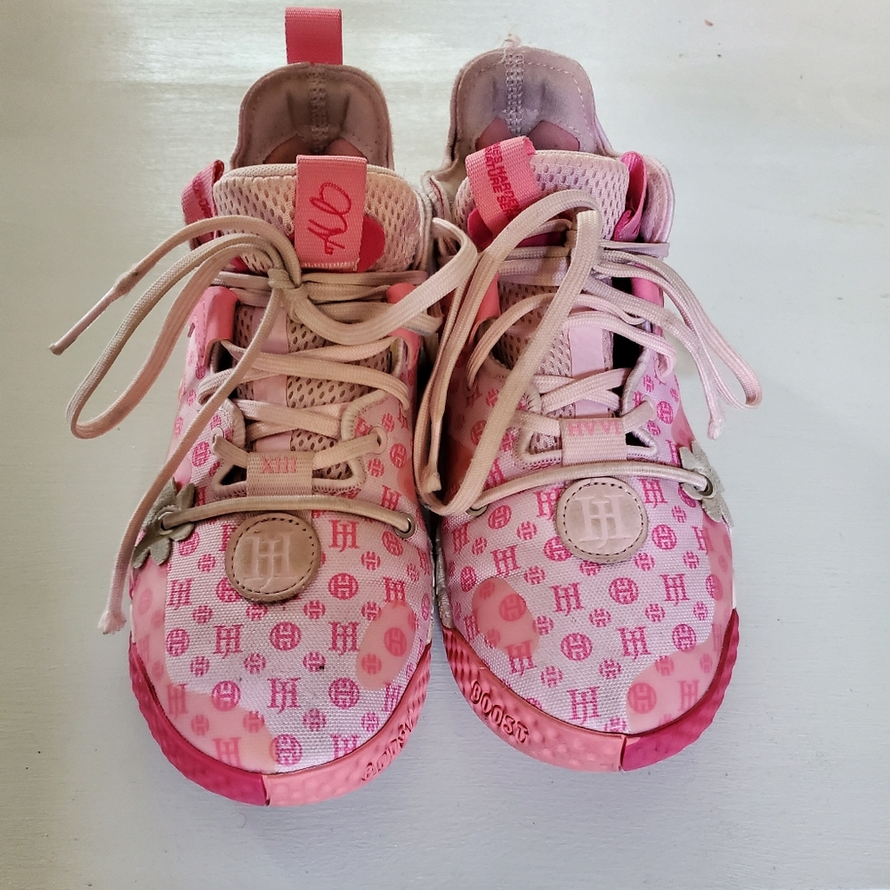 Boys adidas Harden Vol. 6 Monogram Boost Basketball Shoes Pink GW9033